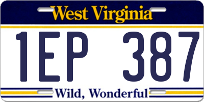WV license plate 1EP387