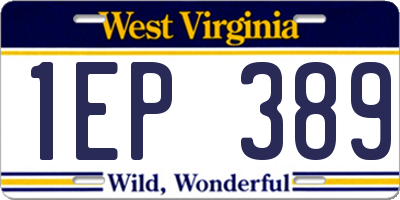 WV license plate 1EP389