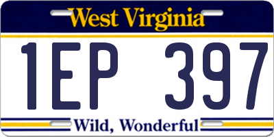 WV license plate 1EP397