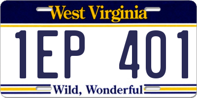 WV license plate 1EP401