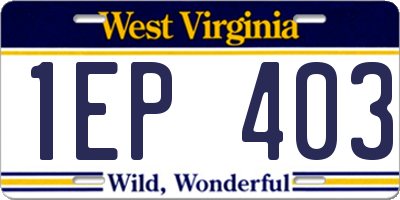 WV license plate 1EP403
