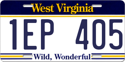 WV license plate 1EP405