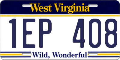 WV license plate 1EP408