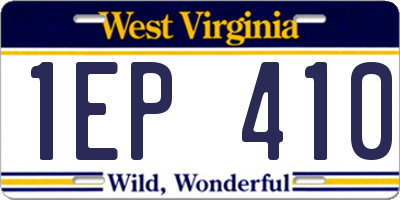 WV license plate 1EP410