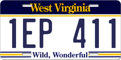 WV license plate 1EP411