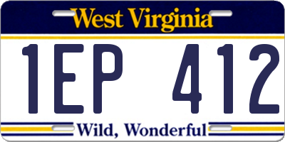 WV license plate 1EP412