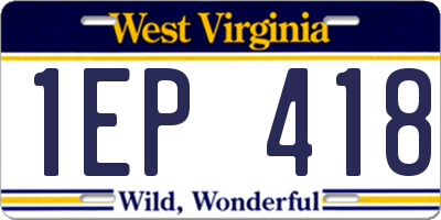 WV license plate 1EP418