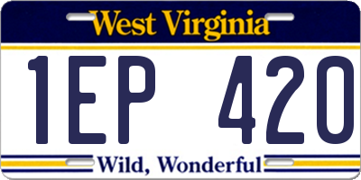 WV license plate 1EP420