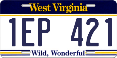 WV license plate 1EP421