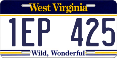 WV license plate 1EP425
