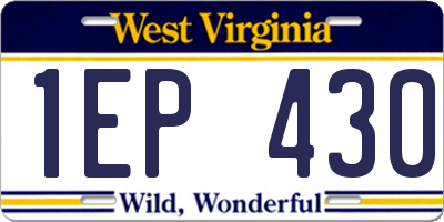 WV license plate 1EP430