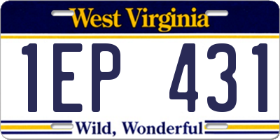 WV license plate 1EP431