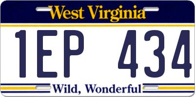 WV license plate 1EP434