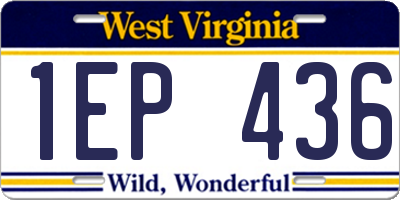 WV license plate 1EP436