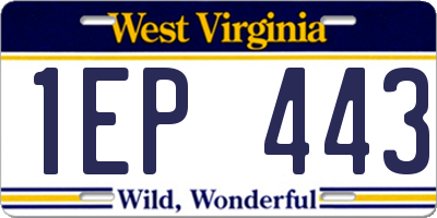 WV license plate 1EP443