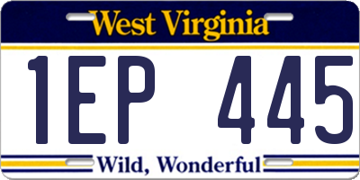 WV license plate 1EP445