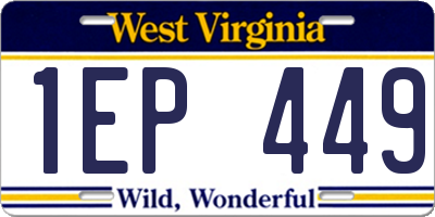WV license plate 1EP449