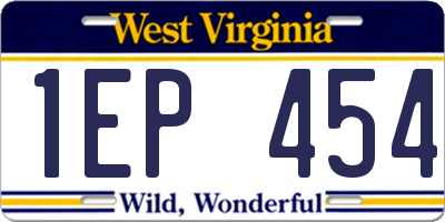 WV license plate 1EP454