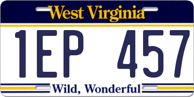 WV license plate 1EP457