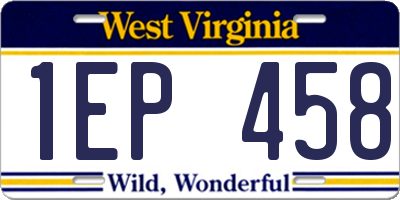 WV license plate 1EP458