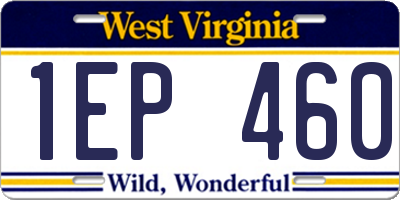 WV license plate 1EP460
