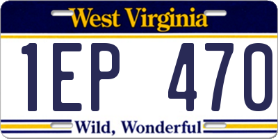 WV license plate 1EP470
