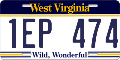 WV license plate 1EP474