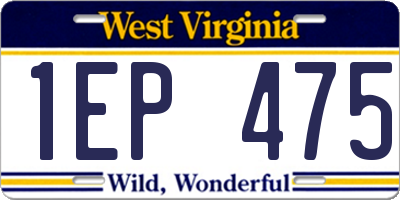 WV license plate 1EP475