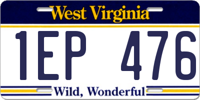 WV license plate 1EP476