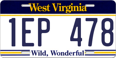 WV license plate 1EP478