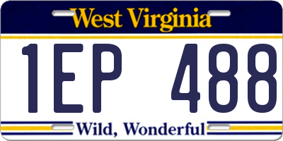 WV license plate 1EP488