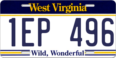 WV license plate 1EP496