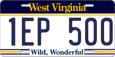 WV license plate 1EP500