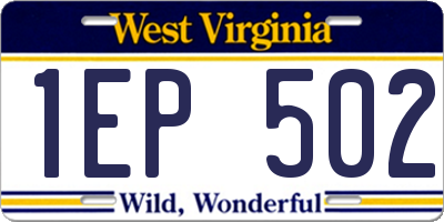 WV license plate 1EP502
