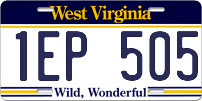 WV license plate 1EP505