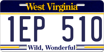 WV license plate 1EP510