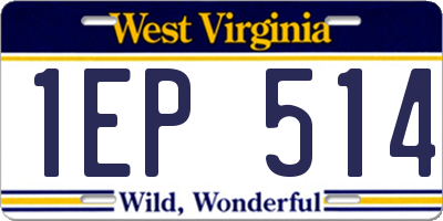 WV license plate 1EP514