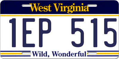 WV license plate 1EP515