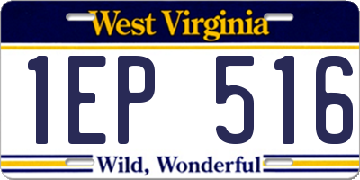 WV license plate 1EP516