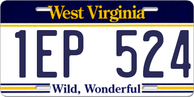 WV license plate 1EP524