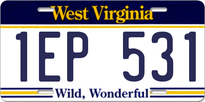 WV license plate 1EP531