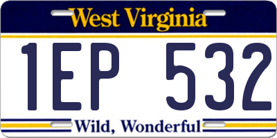 WV license plate 1EP532