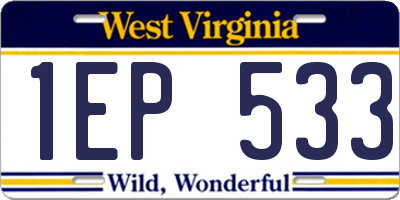 WV license plate 1EP533