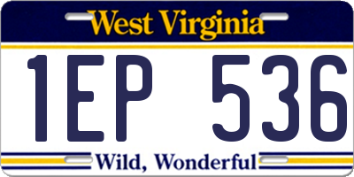 WV license plate 1EP536