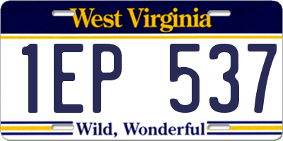 WV license plate 1EP537