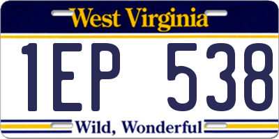 WV license plate 1EP538