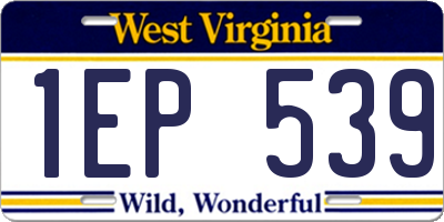 WV license plate 1EP539