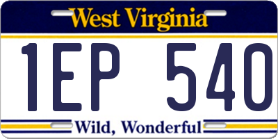 WV license plate 1EP540