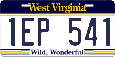 WV license plate 1EP541
