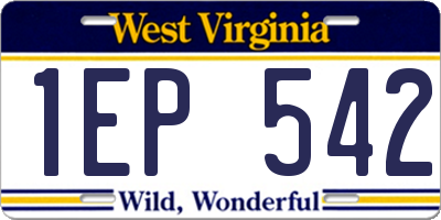 WV license plate 1EP542